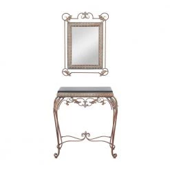 32 In. Bronze Metal Traditional Vanity with Mirror (Set of 2) by Litton Lane