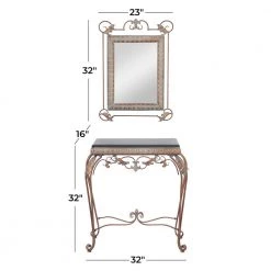 32 In. Bronze Metal Traditional Vanity with Mirror (Set of 2) by Litton Lane -Outlet Litton Lane Store bronze litton lane console tables 040015 c3 1000