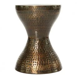 14 in. Bronze Round Metal Hammered End Table with Hourglass Shape by Litton Lane -Outlet Litton Lane Store bronze litton lane end side tables 22021 66 1000
