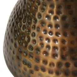 14 in. Bronze Round Metal Hammered End Table with Hourglass Shape by Litton Lane -Outlet Litton Lane Store bronze litton lane end side tables 22021 77 1000