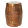 14 in. Copper Cylinder Aluminum Drum Shaped End Table with Hammered Design by Litton Lane