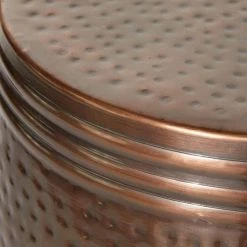 14 in. Copper Cylinder Aluminum Drum Shaped End Table with Hammered Design by Litton Lane -Outlet Litton Lane Store bronze litton lane end side tables 31332 77 1000