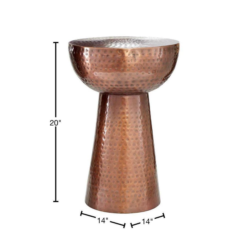 14 in. Bronze Round Metal End Table with Hammered Design by Litton Lane 5 14 in. Bronze Round Metal End Table with Hammered Design by Litton Lane - Image 3