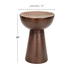 14 in. Bronze Round Metal End Table with Hammered Design by Litton Lane 16 14 in. Bronze Round Metal End Table with Hammered Design by Litton Lane -Outlet Litton Lane Store bronze litton lane end side tables 31333 76 1000