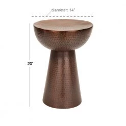 14 in. Bronze Round Metal End Table with Hammered Design by Litton Lane 13 14 in. Bronze Round Metal End Table with Hammered Design by Litton Lane -Outlet Litton Lane Store bronze litton lane end side tables 31333 c3 1000
