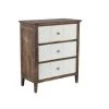Stained Brown Rectangular Wooden 3-Drawer Chest with White Enameled Panels by Litton Lane