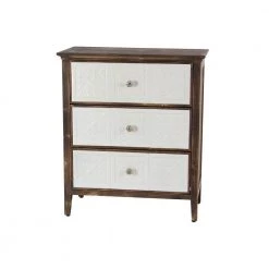 Stained Brown Rectangular Wooden 3-Drawer Chest with White Enameled Panels by Litton Lane -Outlet Litton Lane Store brown litton lane accent cabinets 42974 c3 1000