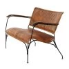 51 in. Brown Leather Vintage Loveseat with Metal Arms by Litton Lane