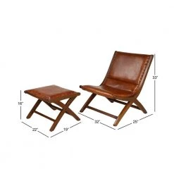 Brown Teak Wood Traditional Accent Chair with Ottoman (Set of 2) by Litton Lane -Outlet Litton Lane Store brown litton lane accent chairs 64781 76 1000
