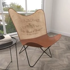 Tan Canvas Rustic Accent Chair by Litton Lane -Outlet Litton Lane Store brown litton lane accent chairs 88593 1f 1000