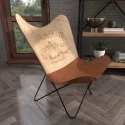 Tan Canvas Rustic Accent Chair by Litton Lane -Outlet Litton Lane Store brown litton lane accent chairs 88593 4f 1000