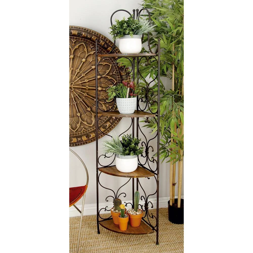 66 in. Metal Farmhouse 4 Shelf Bakers Rack in Brown by Litton Lane 12 66 in. Metal Farmhouse 4 Shelf Bakers Rack in Brown by Litton Lane - Image 10