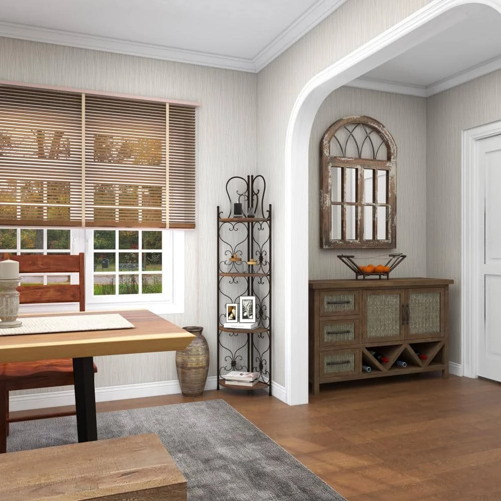 66 in. Metal Farmhouse 4 Shelf Bakers Rack in Brown by Litton Lane 11 66 in. Metal Farmhouse 4 Shelf Bakers Rack in Brown by Litton Lane - Image 9