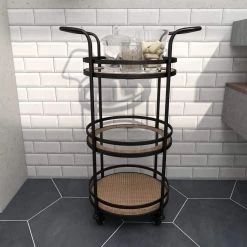 35 in. Brown Industrial Metal Bar Cart by Litton Lane 17 35 in. Brown Industrial Metal Bar Cart by Litton Lane -Outlet Litton Lane Store brown litton lane bar carts 39743 1f 1000