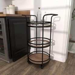 35 in. Brown Industrial Metal Bar Cart by Litton Lane 16 35 in. Brown Industrial Metal Bar Cart by Litton Lane -Outlet Litton Lane Store brown litton lane bar carts 39743 4f 1000