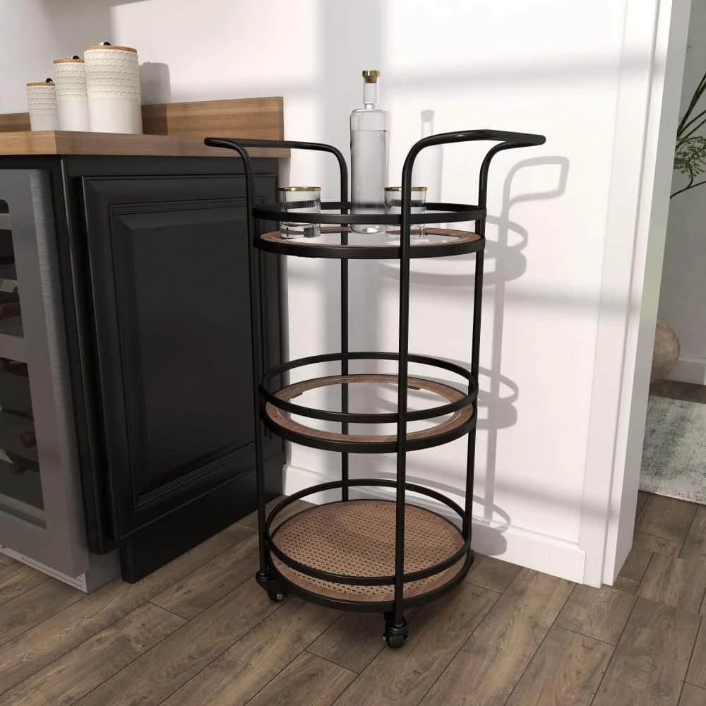 35 in. Brown Industrial Metal Bar Cart by Litton Lane 7 35 in. Brown Industrial Metal Bar Cart by Litton Lane - Image 5