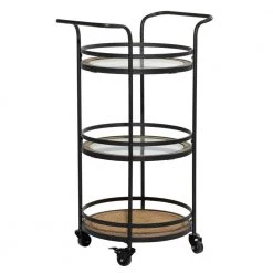 35 in. Brown Industrial Metal Bar Cart by Litton Lane