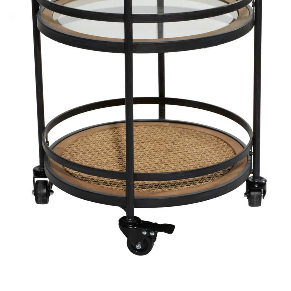 35 in. Brown Industrial Metal Bar Cart by Litton Lane 5 35 in. Brown Industrial Metal Bar Cart by Litton Lane - Image 3