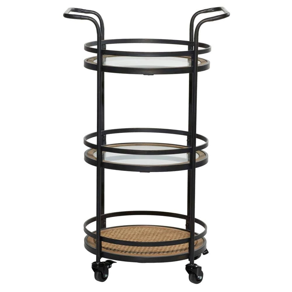 35 in. Brown Industrial Metal Bar Cart by Litton Lane 4 35 in. Brown Industrial Metal Bar Cart by Litton Lane - Image 2