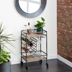 30 in. Brown Wood Industrial Bar Cart by Litton Lane -Outlet Litton Lane Store brown litton lane bar carts 48673 31 1000