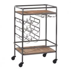 30 in. Brown Wood Industrial Bar Cart by Litton Lane -Outlet Litton Lane Store brown litton lane bar carts 48673 40 1000