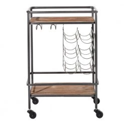30 in. Brown Wood Industrial Bar Cart by Litton Lane -Outlet Litton Lane Store brown litton lane bar carts 48673 66 1000