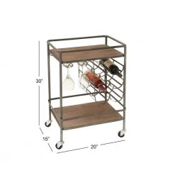 30 in. Brown Wood Industrial Bar Cart by Litton Lane -Outlet Litton Lane Store brown litton lane bar carts 48673 76 1000