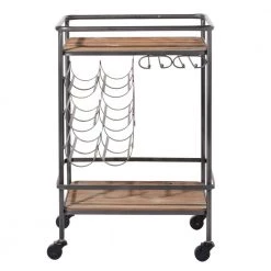 30 in. Brown Wood Industrial Bar Cart by Litton Lane -Outlet Litton Lane Store brown litton lane bar carts 48673 77 1000