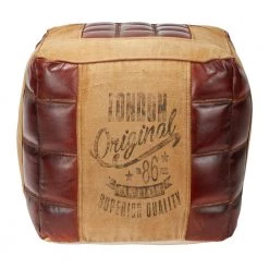 17 in. Beige Canvas Rustic Pouf by Litton Lane -Outlet Litton Lane Store brown litton lane bar stools 042160 1f 1000