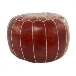 18 in. Brown Leather Bohemian Pouf by Litton Lane -Outlet Litton Lane Store brown litton lane bar stools 042306 66 1000