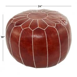 18 in. Brown Leather Bohemian Pouf by Litton Lane -Outlet Litton Lane Store brown litton lane bar stools 042306 76 1000