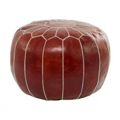 18 in. Brown Leather Bohemian Pouf by Litton Lane -Outlet Litton Lane Store brown litton lane bar stools 042306 77 1000