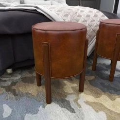 17 in. Brown Leather Traditional Stool by Litton Lane -Outlet Litton Lane Store brown litton lane bar stools 64780 1d 1000
