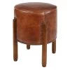 17 in. Brown Leather Traditional Stool by Litton Lane