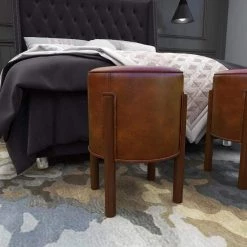 17 in. Brown Leather Traditional Stool by Litton Lane -Outlet Litton Lane Store brown litton lane bar stools 64780 77 1000