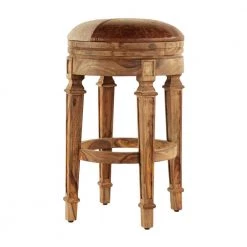 29 in. Brown Wood Rustic Bar Stool by Litton Lane