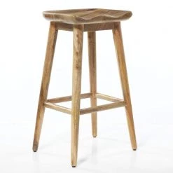 17 in. Brown Mango Wood Contemporary Bar Stool by Litton Lane