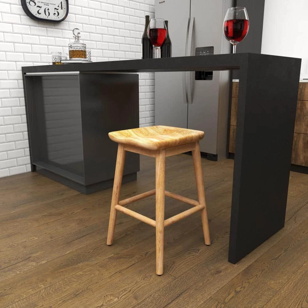 24 in. Brown Mango Wood Contemporary Counter Stool by Litton Lane 9 24 in. Brown Mango Wood Contemporary Counter Stool by Litton Lane - Image 7