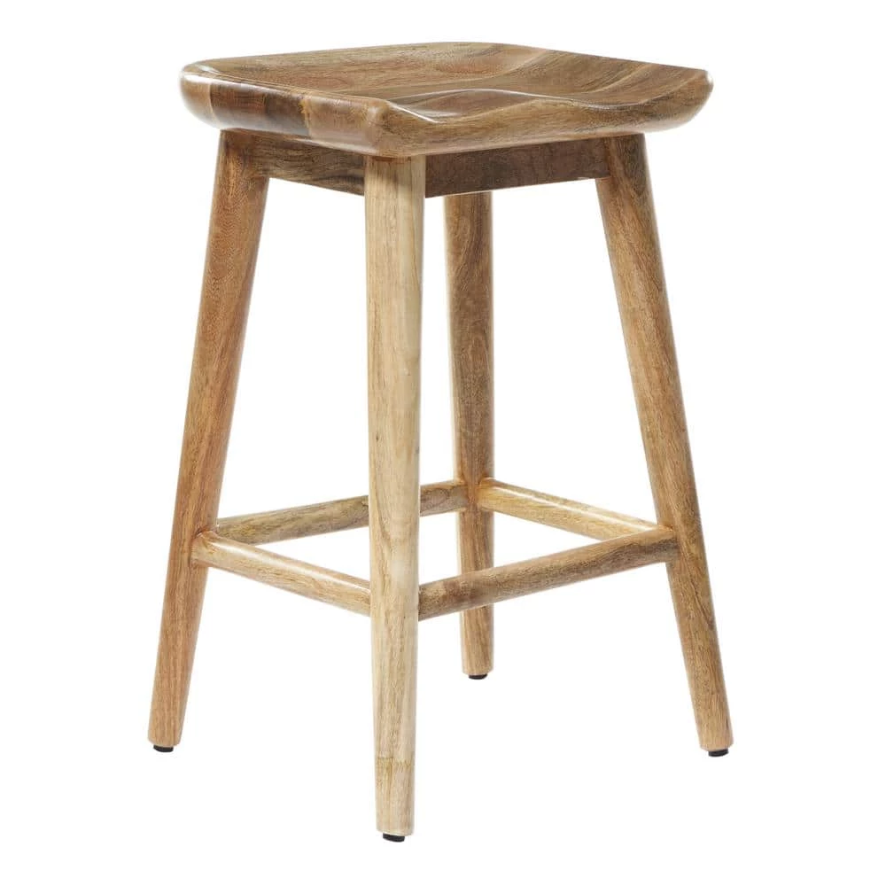 24 in. Brown Mango Wood Contemporary Counter Stool by Litton Lane 3 24 in. Brown Mango Wood Contemporary Counter Stool by Litton Lane
