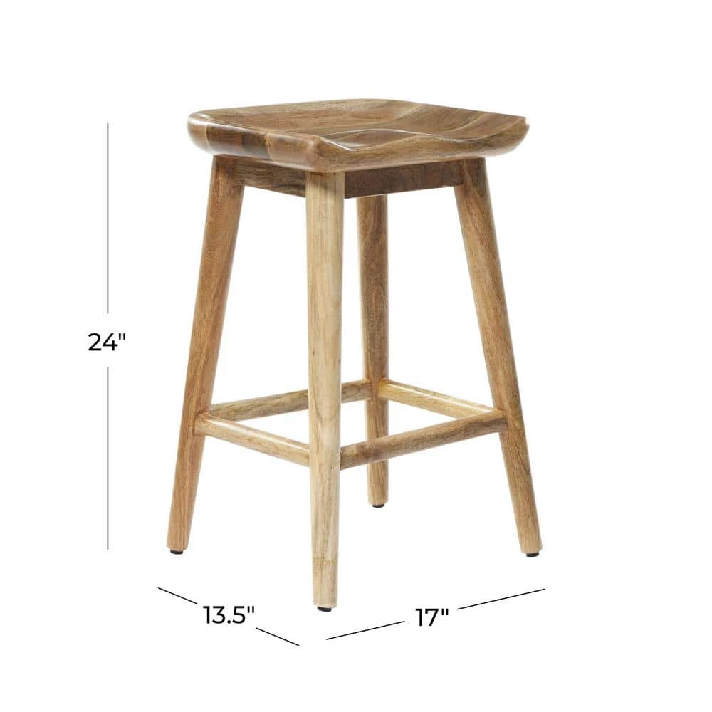 24 in. Brown Mango Wood Contemporary Counter Stool by Litton Lane 13 24 in. Brown Mango Wood Contemporary Counter Stool by Litton Lane - Image 11