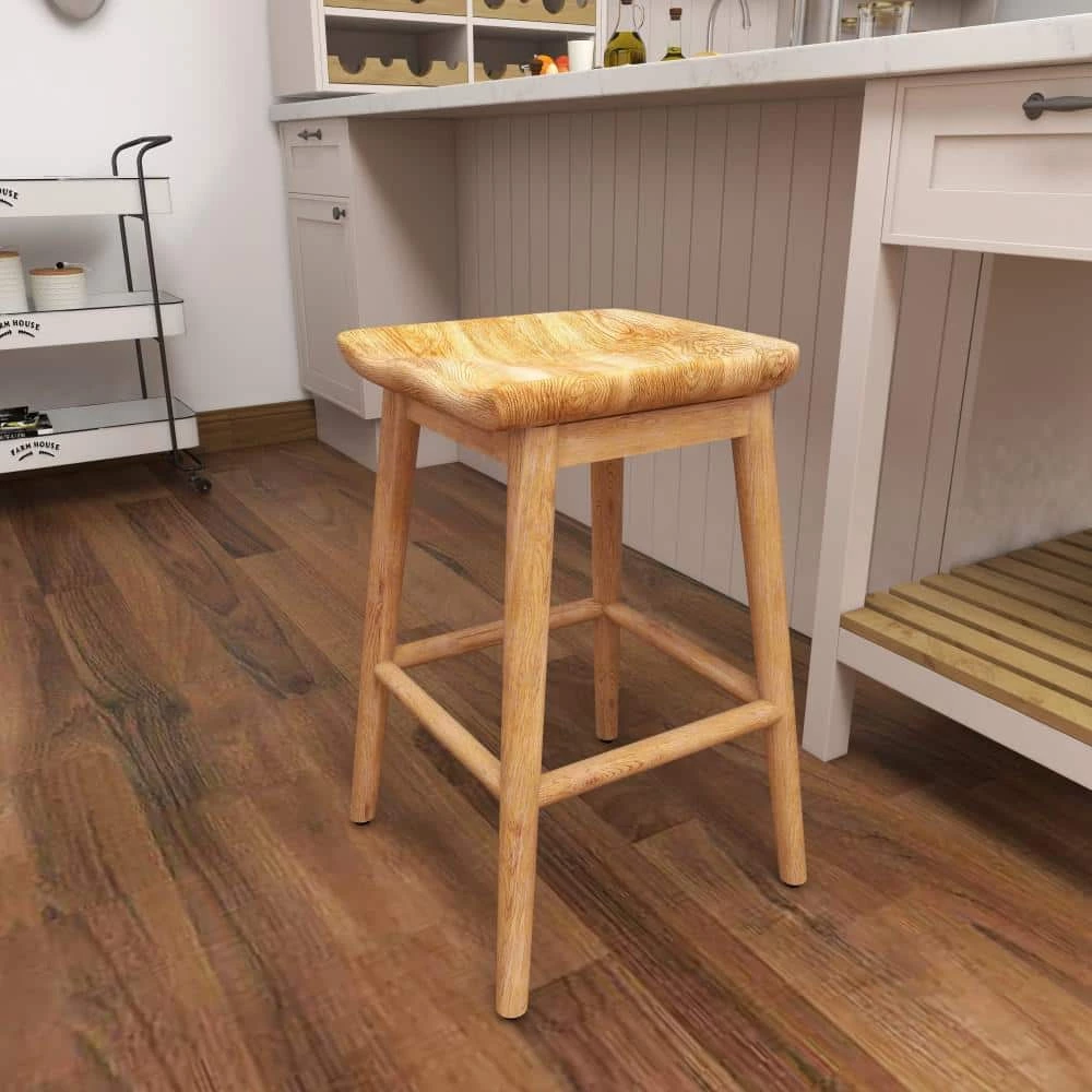 24 in. Brown Mango Wood Contemporary Counter Stool by Litton Lane 8 24 in. Brown Mango Wood Contemporary Counter Stool by Litton Lane - Image 6