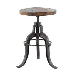 17 in. Brown 29 in. H Round Metal Accent Table by Litton Lane