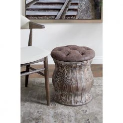 18 in. Brown Wood Rustic Storage Stool by Litton Lane -Outlet Litton Lane Store brown litton lane bar stools 90671 31 1000