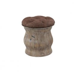 18 in. Brown Wood Rustic Storage Stool by Litton Lane