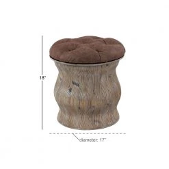 18 in. Brown Wood Rustic Storage Stool by Litton Lane -Outlet Litton Lane Store brown litton lane bar stools 90671 c3 1000