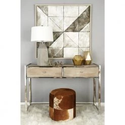 16 in. Brown Leather Contemporary Ottoman by Litton Lane -Outlet Litton Lane Store brown litton lane bar stools 95921 31 1000