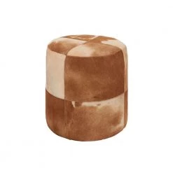 16 in. Brown Leather Contemporary Ottoman by Litton Lane