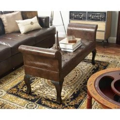 Brown Traditional Bench 25 in. x 53 in. x 18 in. by Litton Lane -Outlet Litton Lane Store brown litton lane bedroom benches 56602 31 1000