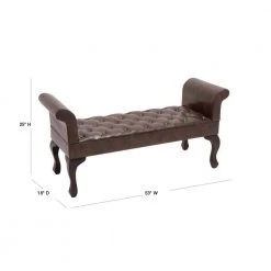 Brown Traditional Bench 25 in. x 53 in. x 18 in. by Litton Lane -Outlet Litton Lane Store brown litton lane bedroom benches 56602 40 1000