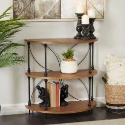 31 in. Brown Wood Traditional 3 Shelf Shelving Unit by Litton Lane 17 31 in. Brown Wood Traditional 3 Shelf Shelving Unit by Litton Lane -Outlet Litton Lane Store brown litton lane bookcases bookshelves 042305 31 1000